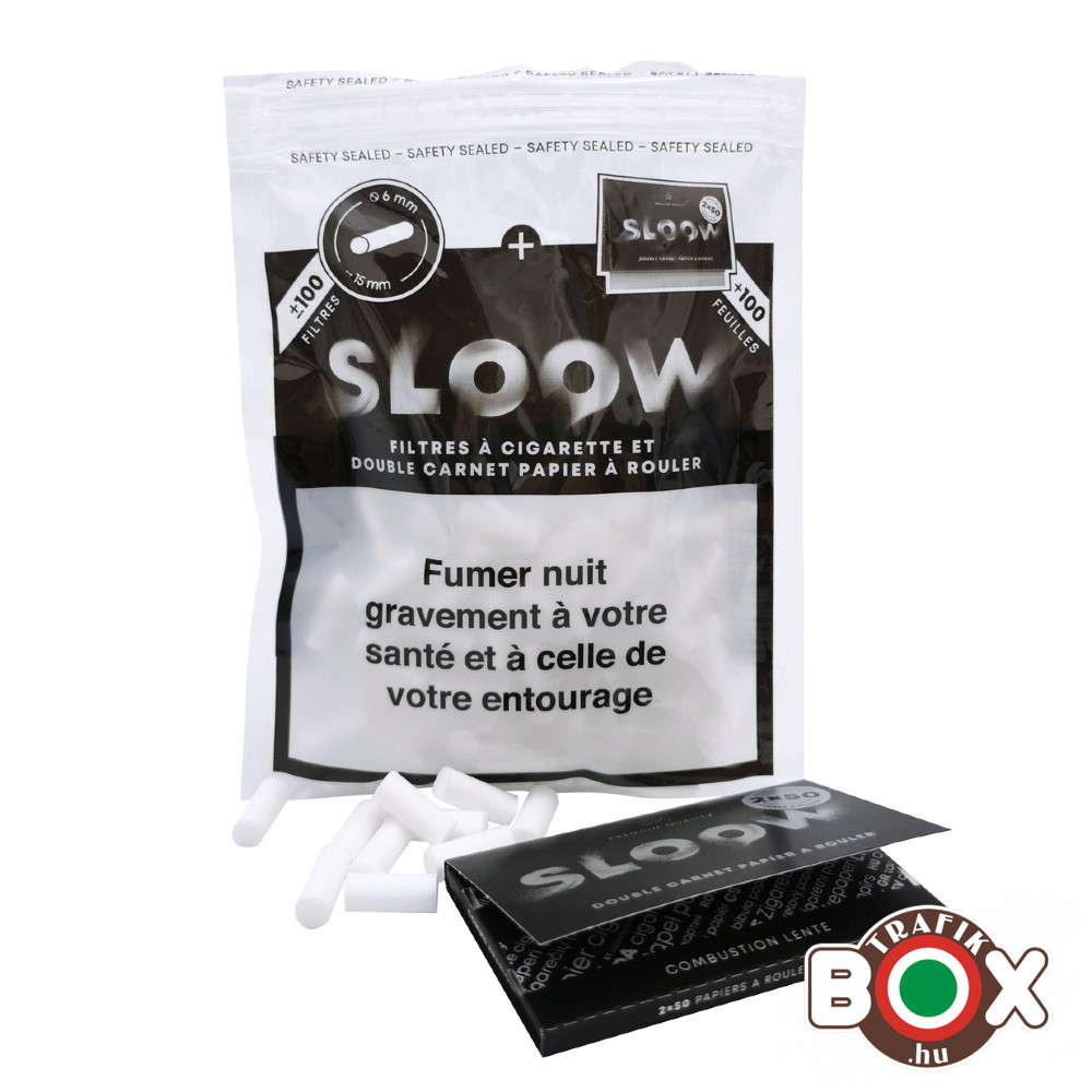 SLOOW BLACK CIGARETTAFILTER 100 DB 6MM CIGERETTAPAPÍR 100