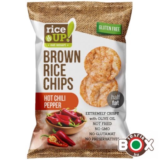 RiceUp! Teljes kiőrlésű barna rizs chips csípős chilis 60 g