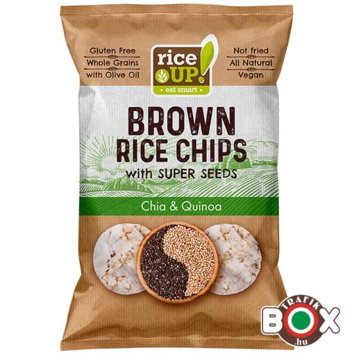 RiceUp! Teljes kiőrlésű barna rizs chips Chia & Quinoa 60 g