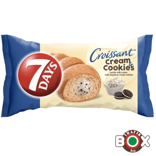 7 DAYS Midi croissant Cream Cookies, vaníliás krém és kekszdarabok 60 g