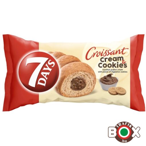 7 DAYS Midi croissant Cream Cookies, mogyorós krém és kekszdarabok 60 g