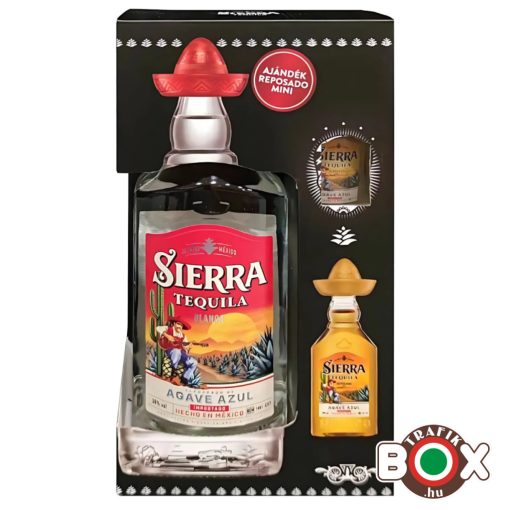 Sierra Tequila Blanco 0,7 L  38% + Sierra Tequila Reposado 0,05 L 38% - Díszdobozban